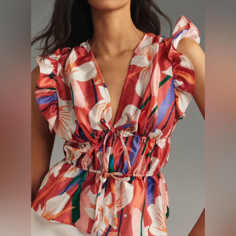 Hutch flutter-sleeve tie front blouse XXS
